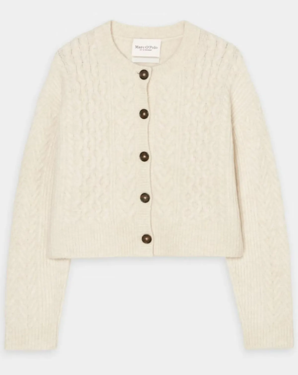 Marc O'Polo Gilets Et Cardigans|Cardigan en Laine mélangée à torsades écru