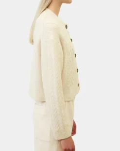 Marc O'Polo Gilets Et Cardigans|Cardigan en Laine mélangée à torsades écru