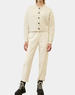 Marc O'Polo Gilets Et Cardigans|Cardigan en Laine mélangée à torsades écru