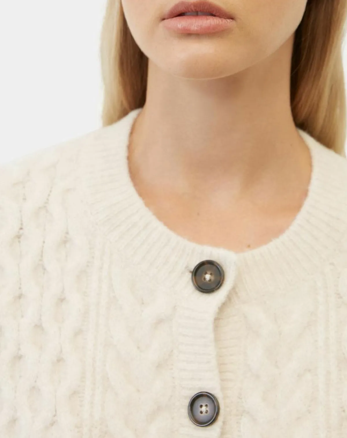 Marc O'Polo Gilets Et Cardigans|Cardigan en Laine mélangée à torsades écru