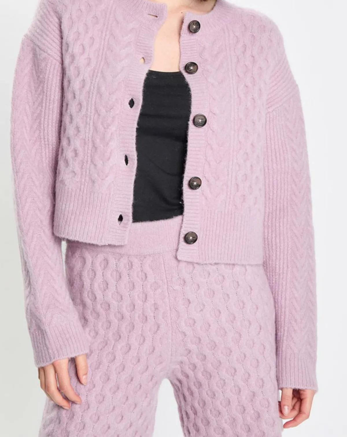 Marc O'Polo Gilets Et Cardigans|Cardigan en Laine mélangée à torsades rose