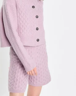 Marc O'Polo Gilets Et Cardigans|Cardigan en Laine mélangée à torsades rose