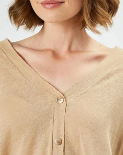 Maison Anje Gilets Et Cardigans|Cardigan en Lin & Coton Letrope latte