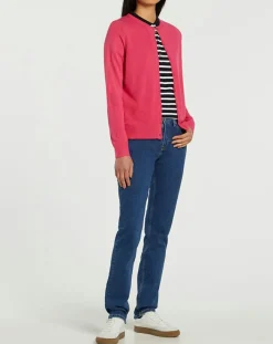 Galeries Lafayette Gilets Et Cardigans|Cardigan en Maille fine Fanny rose