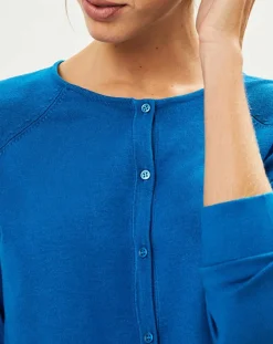 Galeries Lafayette Gilets Et Cardigans|Cardigan en Maille fine Fanny bleu moyen