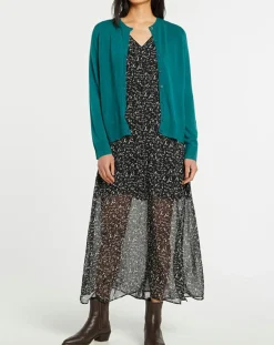 Galeries Lafayette Gilets Et Cardigans|Cardigan en Maille fine Fanny vert foncé