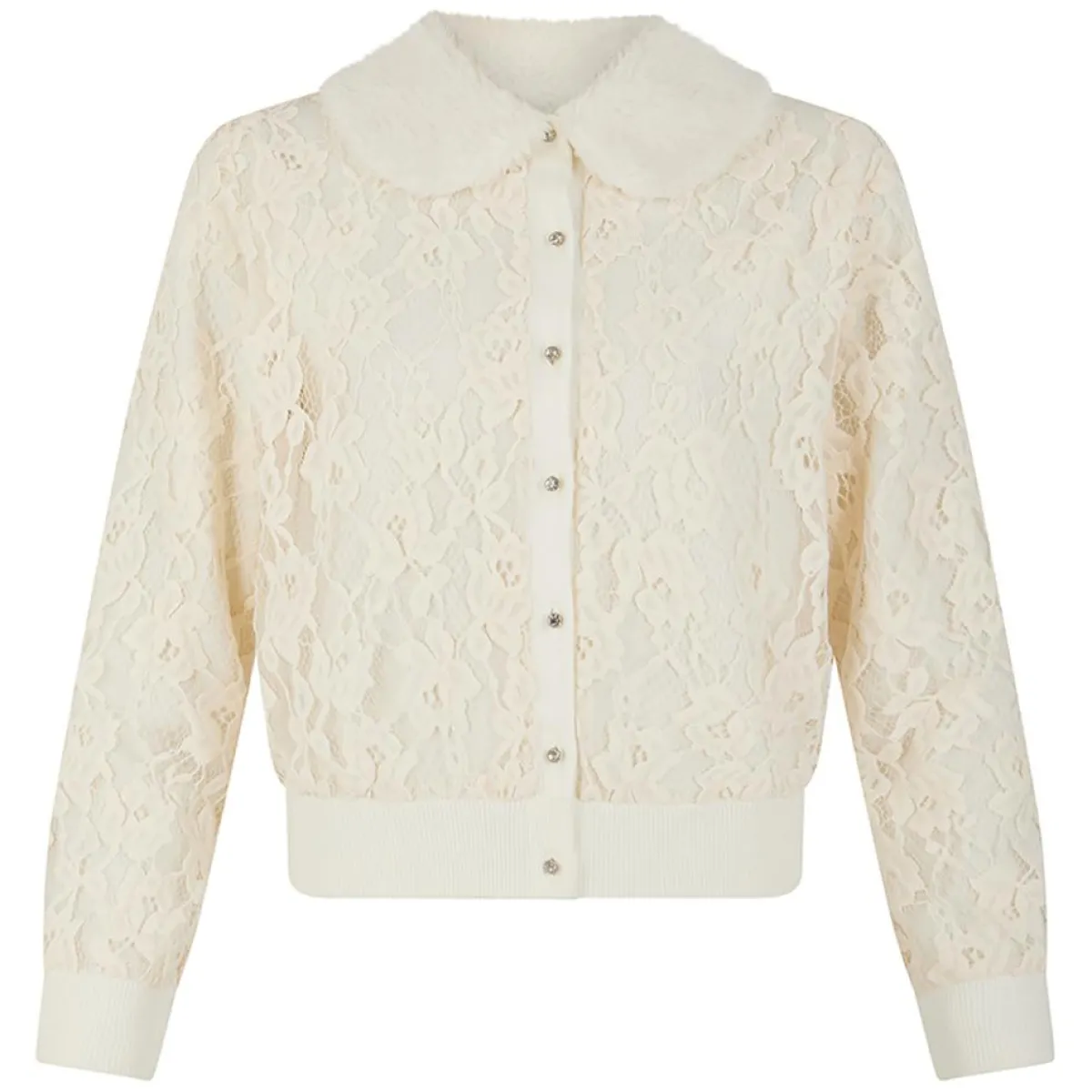 Manoush Gilets Et Cardigans|Cardigan Maille Dentelle ecru