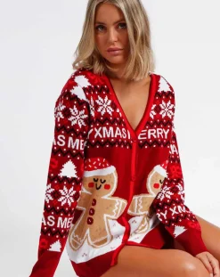 Mr Wonderful Lingerie, Nuit|Cardigan Noël rouge