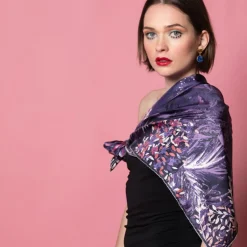 Petrusse Echarpes, Foulards|Carré 100% Soie Idylle lilas - 105x105 cm