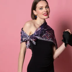 Petrusse Echarpes, Foulards|Carré 100% Soie Idylle lilas - 105x105 cm