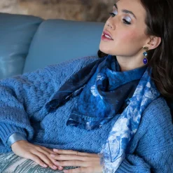 Petrusse Echarpes, Foulards|Carré 100% Soie Liv denim - 90x90 cm