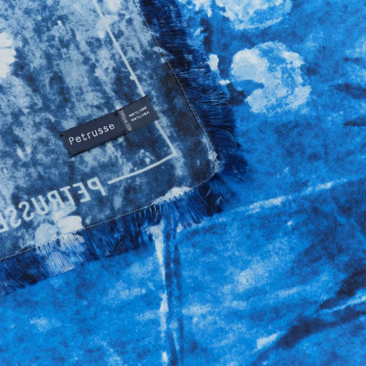 Petrusse Echarpes, Foulards|Carré 100% Soie Liv denim - 90x90 cm