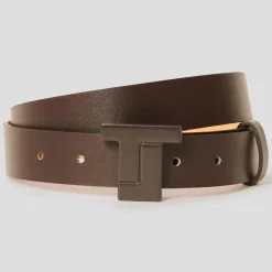 Tara Jarmon Ceintures|Ceinture en Cuir 8 Bis Belt chocolat