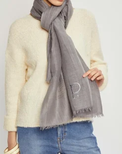 Petrusse Echarpes, Foulards|Écharpe Écharpe en Lin & Coton Olaf Orage grise - 60x190 cm