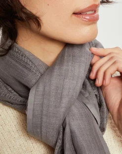 Petrusse Echarpes, Foulards|Écharpe Écharpe en Lin & Coton Olaf Orage grise - 60x190 cm