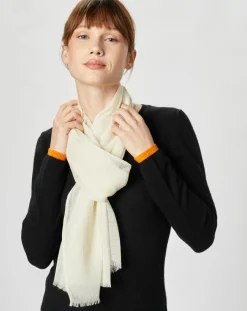 Petrusse Echarpes, Foulards|Écharpe en Laine & Soie Voile écrue - 50x180 cm