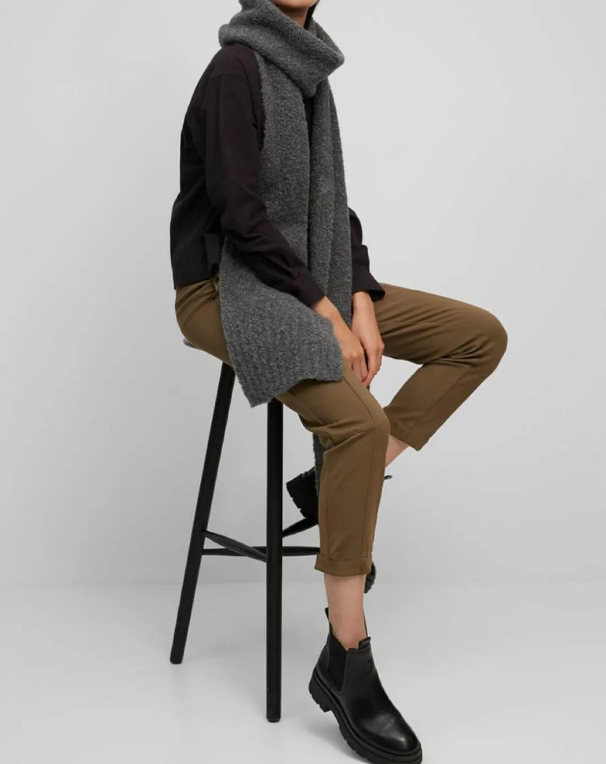 Marc O'Polo Echarpes, Foulards|Écharpe en Laine mélangée et bouclée gris foncé