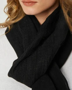 Petrusse Echarpes, Foulards|Écharpe en Lin & Coton Olaf noire - 60x190 cm