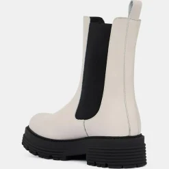 Galeries Lafayette Bottines|Chelsea boots en Cuir beiges - Talon 4 cm