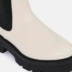 Galeries Lafayette Bottines|Chelsea boots en Cuir beiges - Talon 4 cm