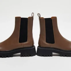 Mi/Mai Bottines|Chelsea Boots en Cuir Chunky marron