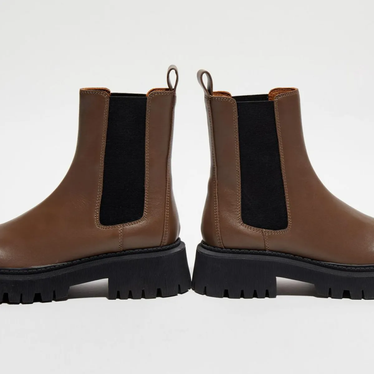 Mi/Mai Bottines|Chelsea Boots en Cuir Chunky marron