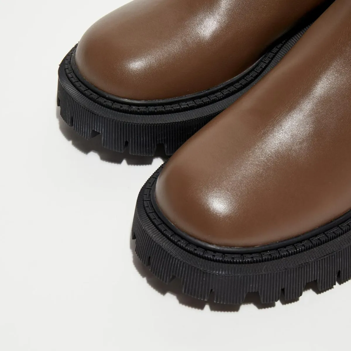 Mi/Mai Bottines|Chelsea Boots en Cuir Chunky marron