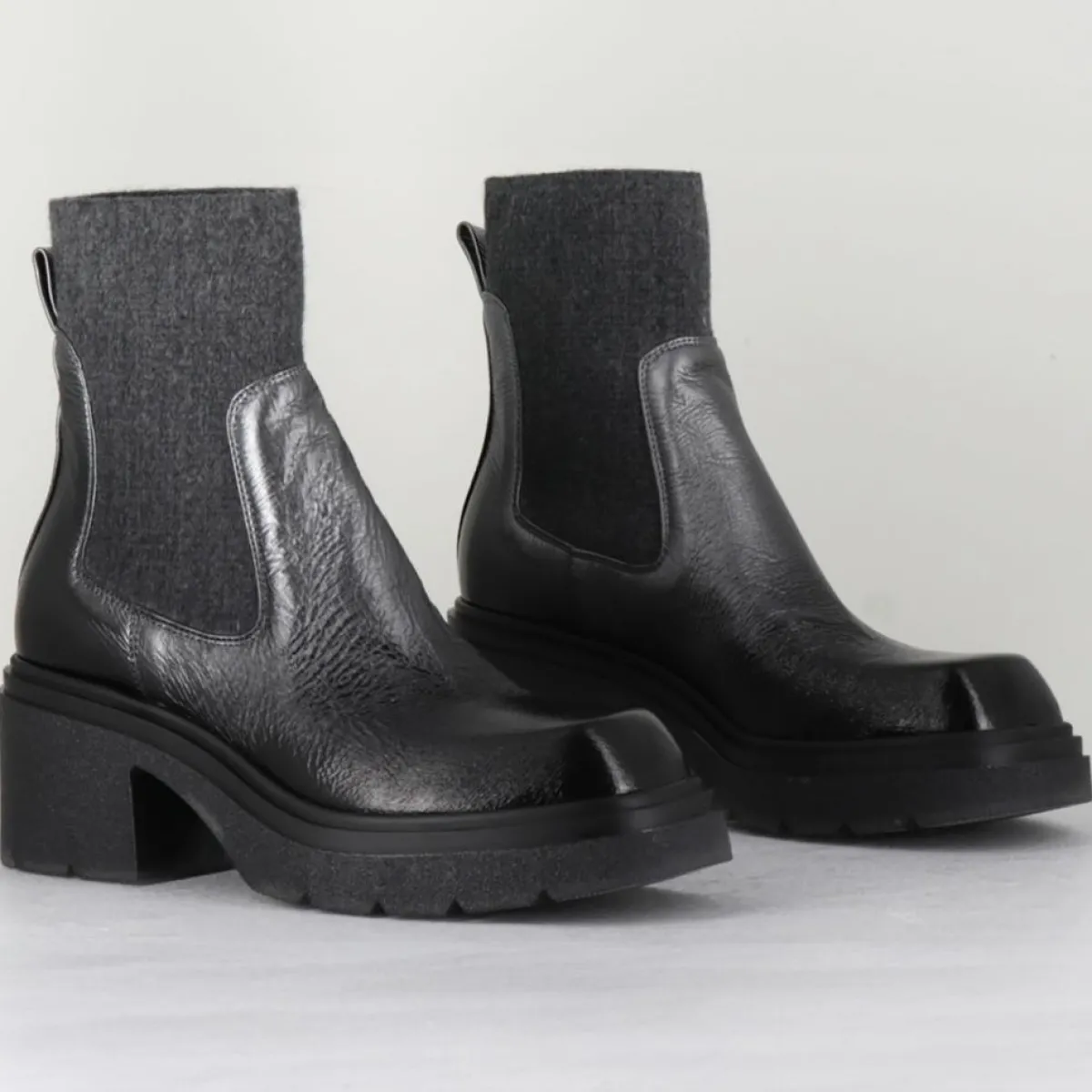 Garrice Lab Bottines|Chelsea boots en Cuir Gusto anthracite - Talon 6 cm