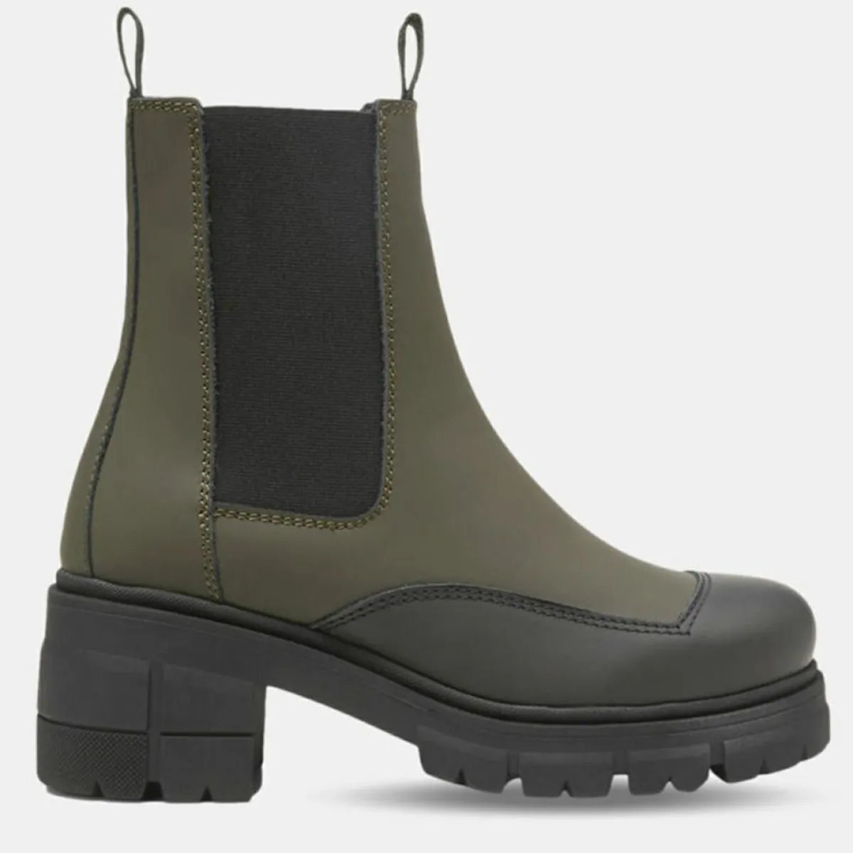 Marc O'Polo Bottines|Chelsea Boots en Cuir kaki
