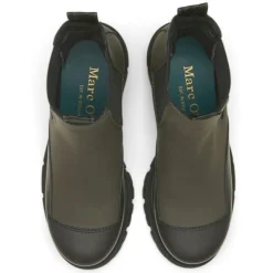 Marc O'Polo Bottines|Chelsea Boots en Cuir kaki