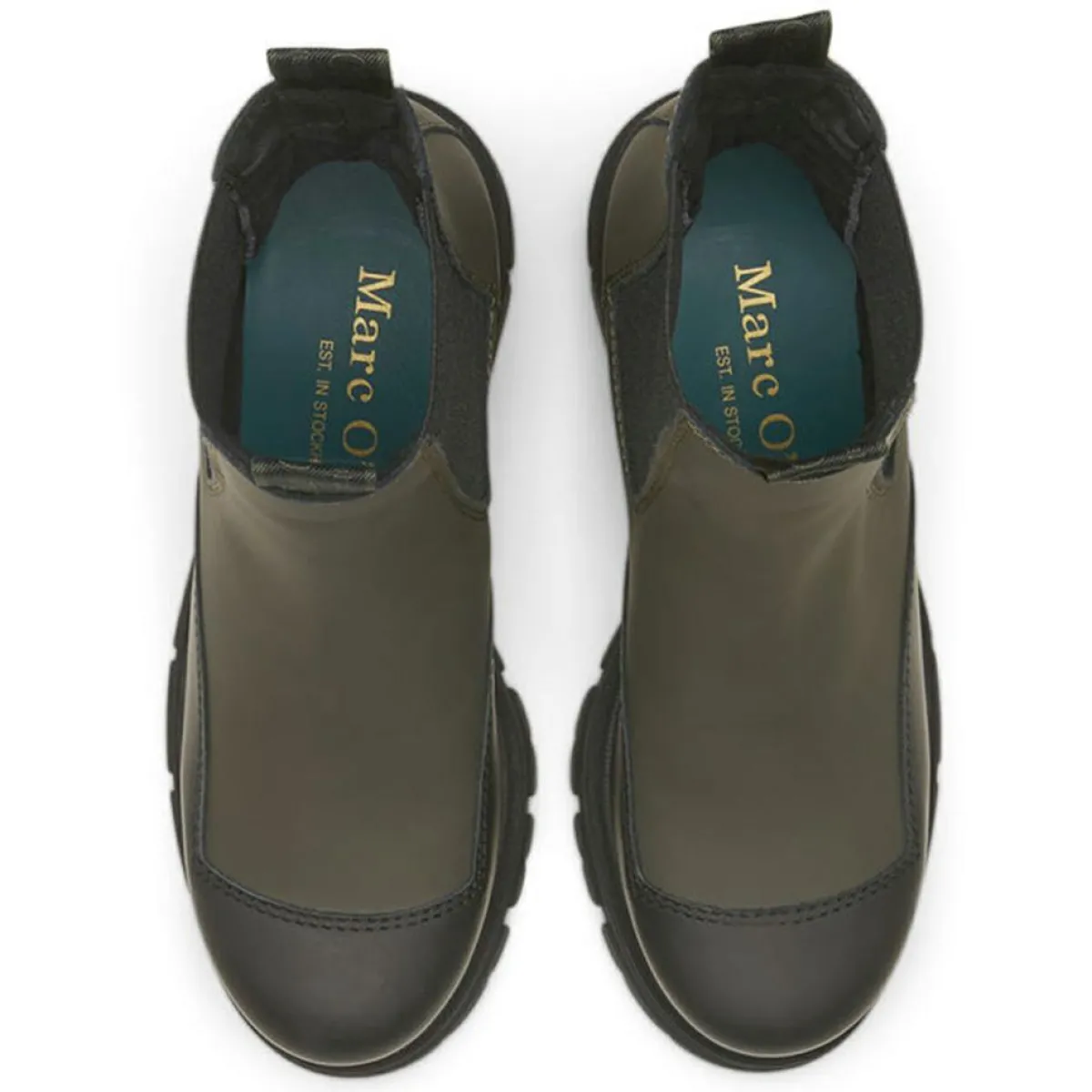 Marc O'Polo Bottines|Chelsea Boots en Cuir kaki