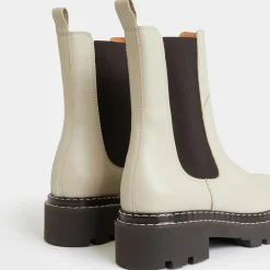 Galeries Lafayette Bottines|Chelsea Boots en Cuir lisse surpiqures blanches - Talon 4 cm