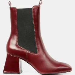 Galeries Lafayette Bottines|Chelsea Boots en Cuir marron - Talon 7 cm