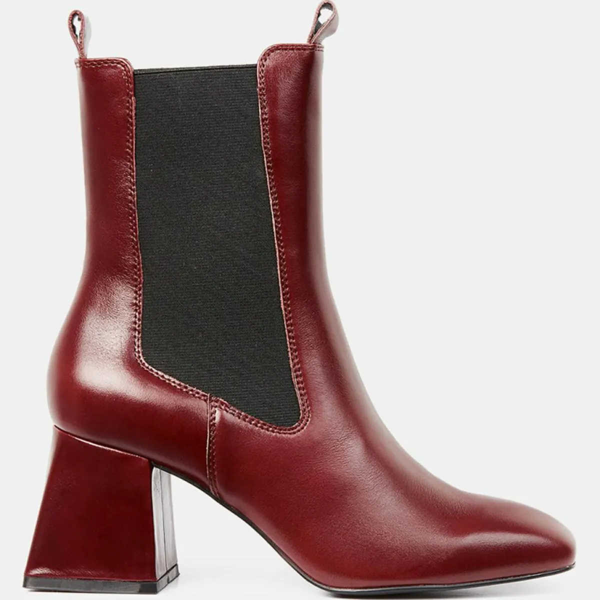 Galeries Lafayette Bottines|Chelsea Boots en Cuir marron - Talon 7 cm