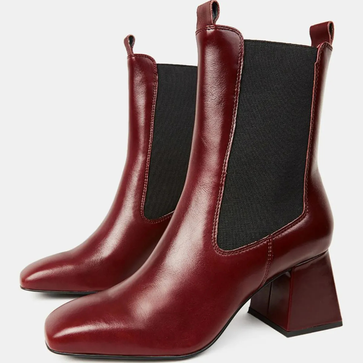 Galeries Lafayette Bottines|Chelsea Boots en Cuir marron - Talon 7 cm