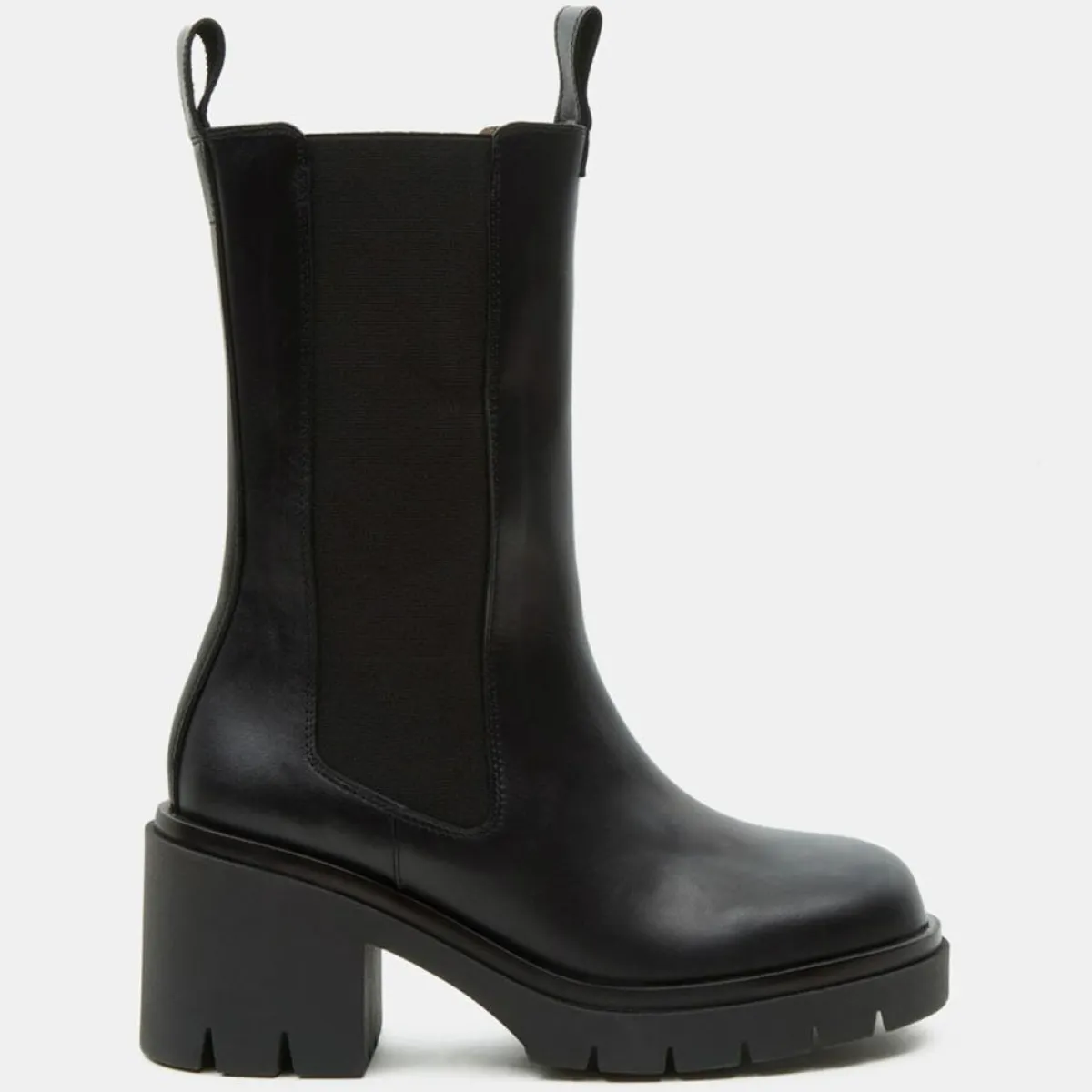 Flattered Bottines|Chelsea Boots en Cuir Mid noires - Talon 8 cm