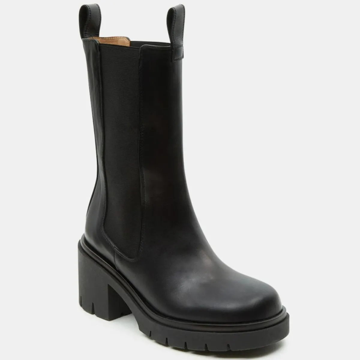 Flattered Bottines|Chelsea Boots en Cuir Mid noires - Talon 8 cm