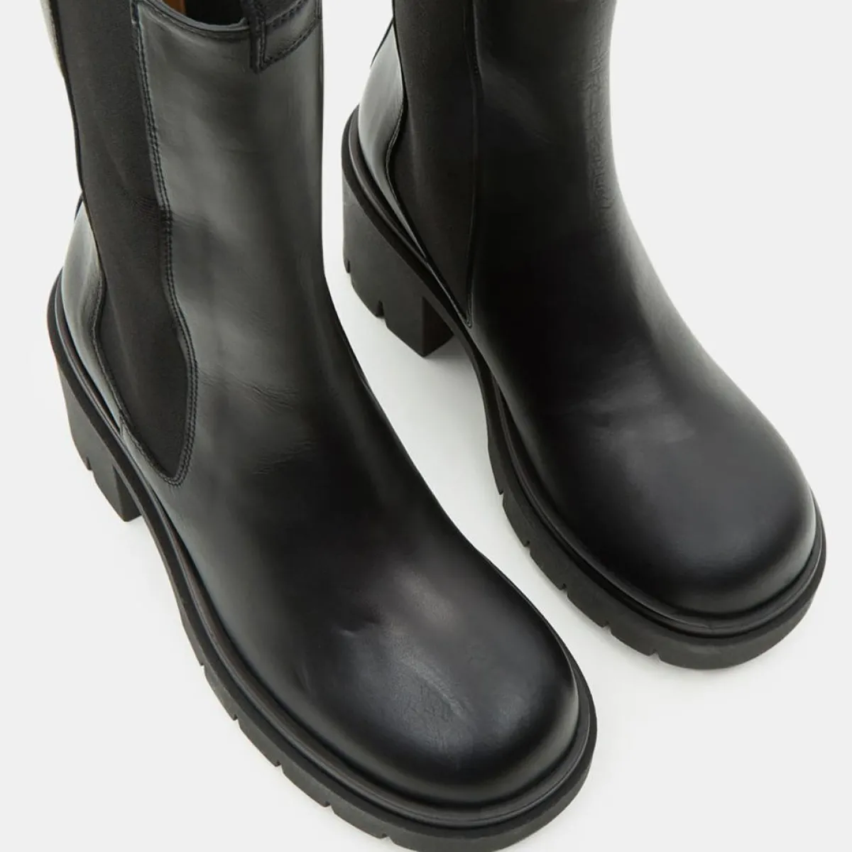 Flattered Bottines|Chelsea Boots en Cuir Mid noires - Talon 8 cm