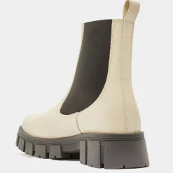 Galeries Lafayette Bottines|Chelsea boots en Cuir semelle épaisse beiges - Talon 4,5 cm