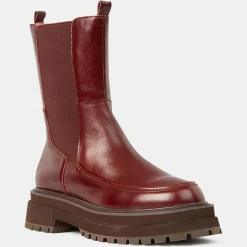 Galeries Lafayette Bottines|Chelsea Boots en Cuir semelle épaisse marron - Talon 4.5 cm