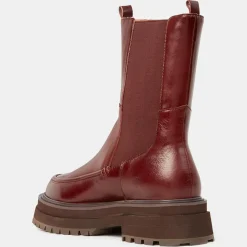 Galeries Lafayette Bottines|Chelsea Boots en Cuir semelle épaisse marron - Talon 4.5 cm