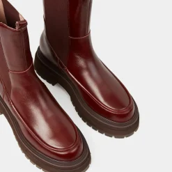 Galeries Lafayette Bottines|Chelsea Boots en Cuir semelle épaisse marron - Talon 4.5 cm