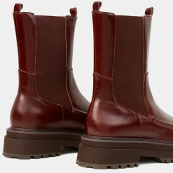 Galeries Lafayette Bottines|Chelsea Boots en Cuir semelle épaisse marron - Talon 4.5 cm