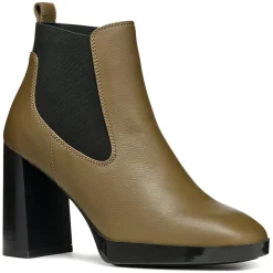 Geox Bottines|Chelsea Boots en Cuir Teulada olive/noir - Talon 9.5 cm
