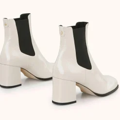 Cosmoparis Bottines|Chelsea Boots en Cuir verni Lanae crème - Talon 6 cm