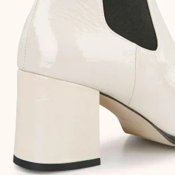 Cosmoparis Bottines|Chelsea Boots en Cuir verni Lanae crème - Talon 6 cm