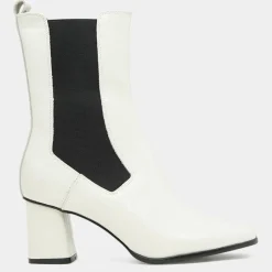 Galeries Lafayette Bottines|Chelsea Boots en Cuir verni à tige haute écrues - Talon 7 cm