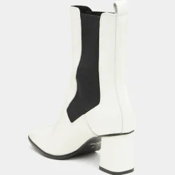 Galeries Lafayette Bottines|Chelsea Boots en Cuir verni à tige haute écrues - Talon 7 cm