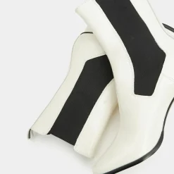 Galeries Lafayette Bottines|Chelsea Boots en Cuir verni à tige haute écrues - Talon 7 cm