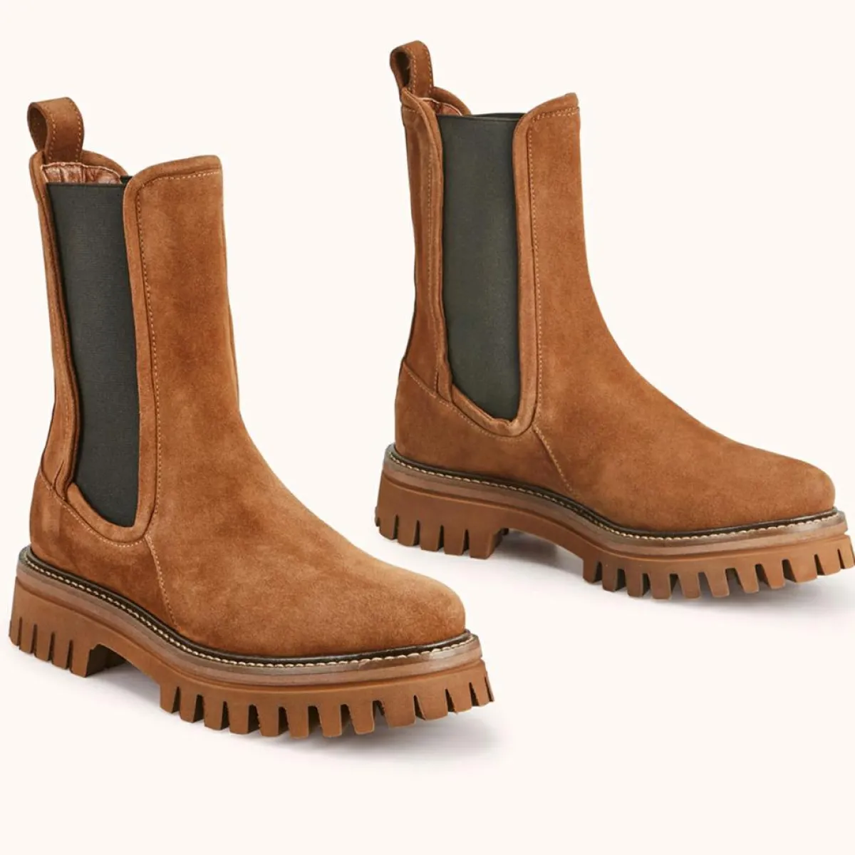 Cosmoparis Bottines|Chelsea boots en Velours de Cuir Teena tabac